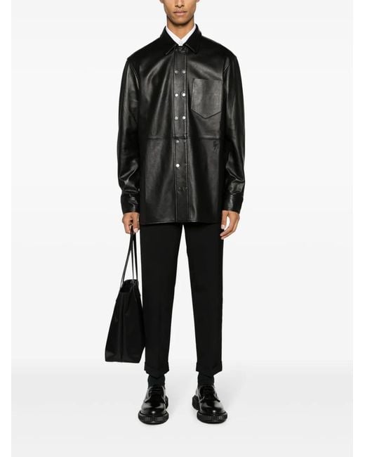 Neil Barrett Black Spread-Collar Leather Jacket for men
