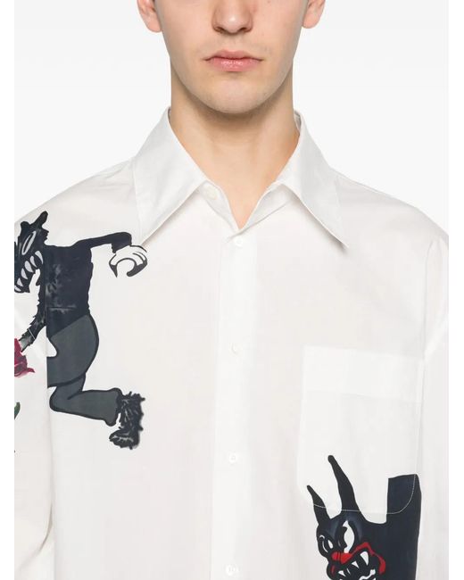 Marni White Graphic-Print Shirt for men