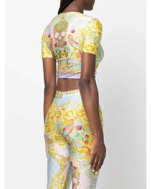 Philipp Plein Green Baroque-Print Crop-Top