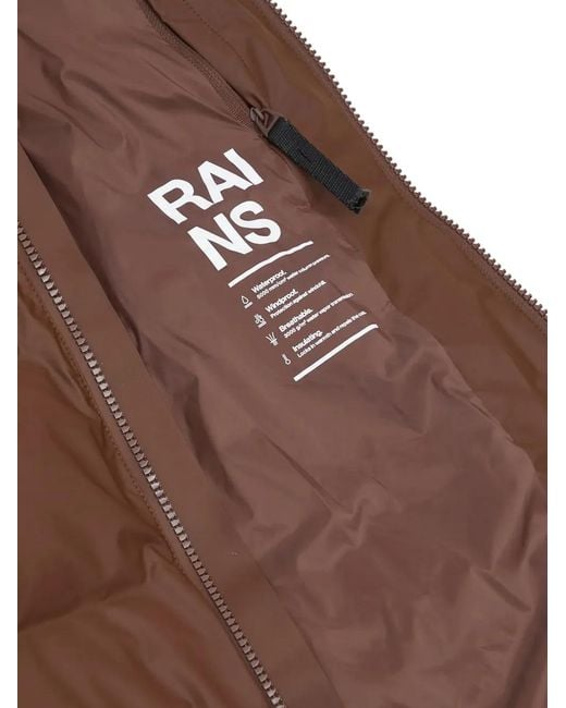 Rains Brown Hooded Padded Jacket