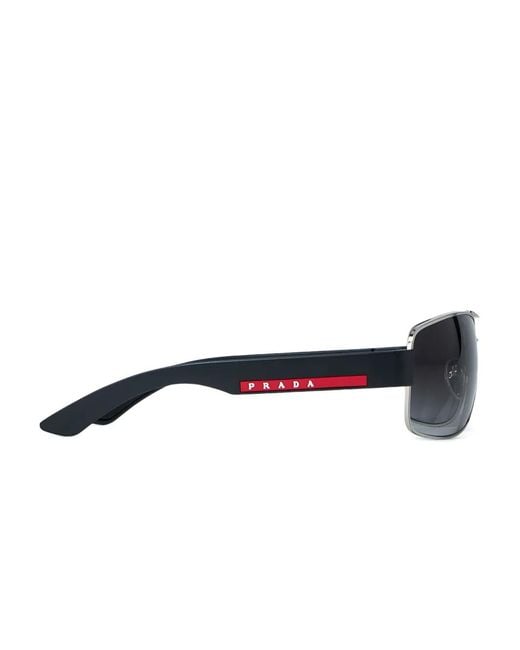 Prada Linea Rossa Blue Logo Hinges Square Sunglasses