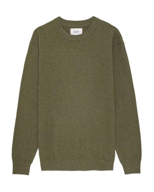 NN07 Geribbelde Sweater Met Ronde Hals in het Green voor heren