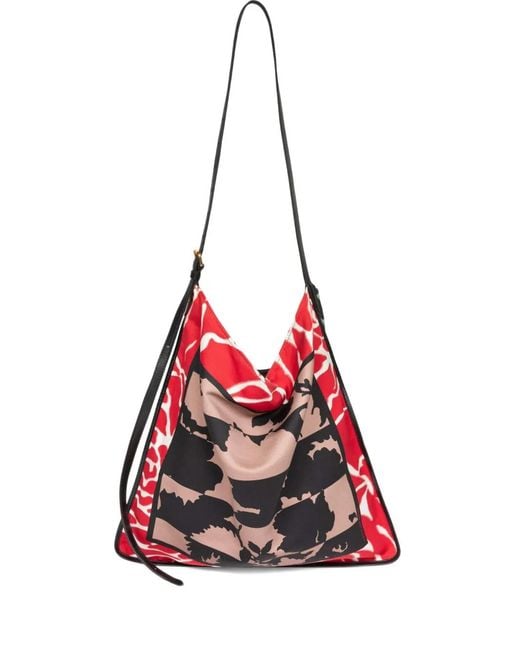 Dries Van Noten Red Large Shoulder Bag With Graphic Print