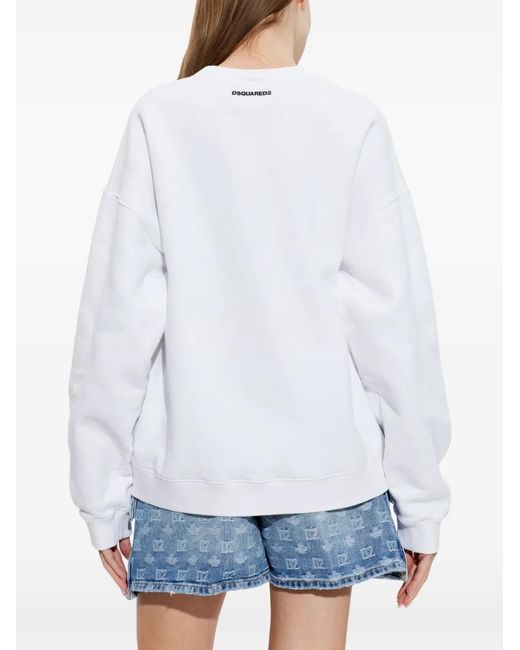 DSquared² White Iconique Relax Fit Crewneck