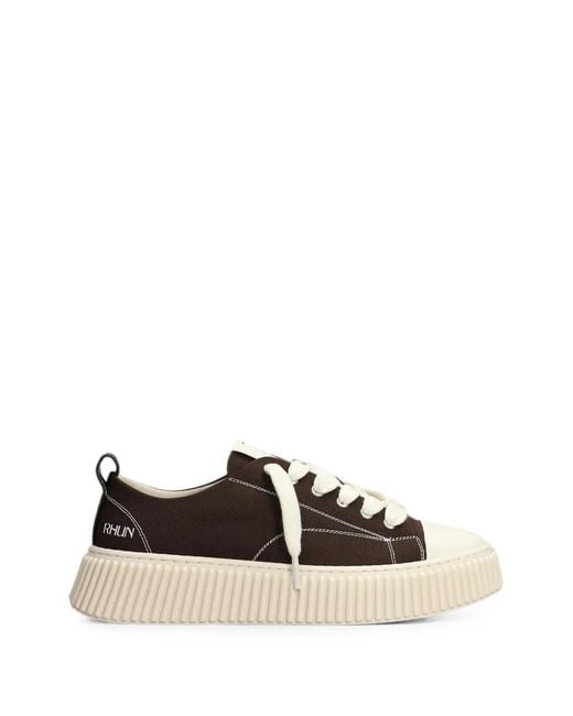 Rhun Black 2020 Treble Logo-Print Canvas Sneakers for men