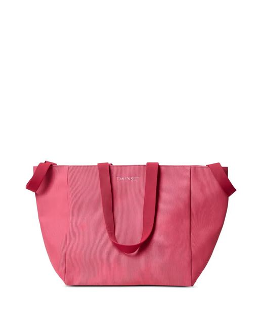 Twinset Pink Logo-Detail Tote Bag