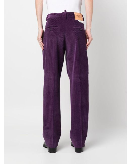 DSquared² Corduroy Straight-leg Trousers in het Purple voor heren