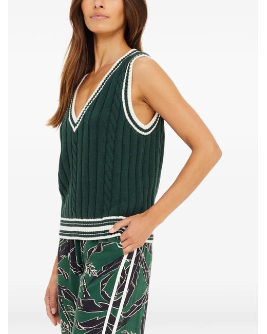 The Upside Green Santa Fe Julia V-Neck Cable-Knit Vest