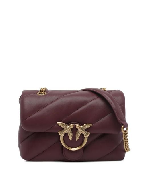 Pinko Purple Mini Love Birds Puffer Shoulder Bag