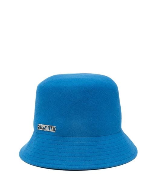 Borsalino Blue Logo-Plaque Bucket Hat