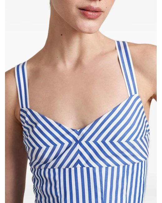 La Ligne Purple Madeline Striped-Pattern Midi Dress