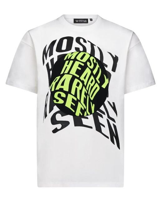 Mostly Heard Rarely Seen White Logo-Print Cotton T-Shirt for men