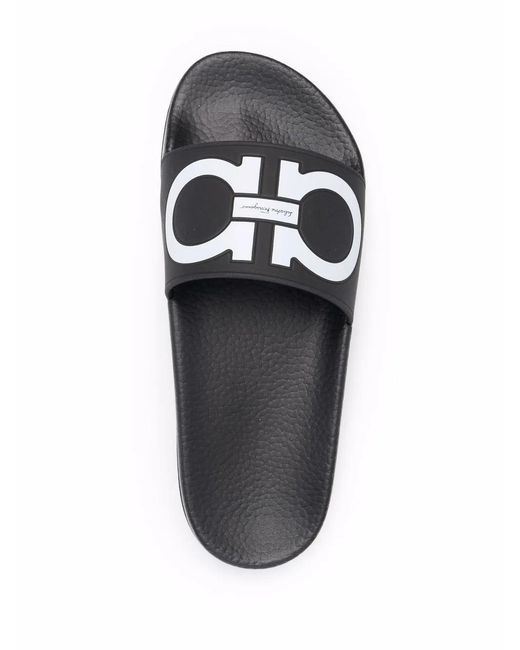 Ferragamo Black Groovy Sandals