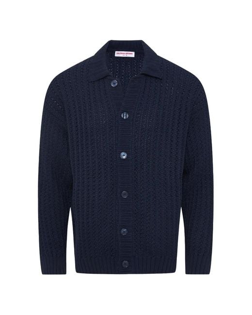 Orlebar Brown Blue Thomas Textured-Knit Shirt for men