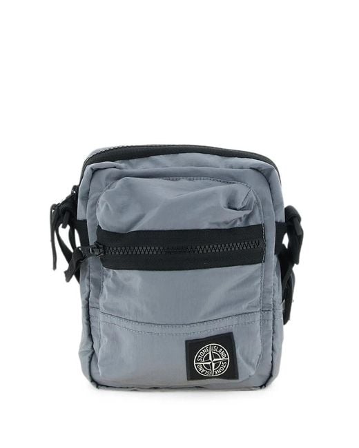 Stone Island Gray Compass Logo-Patch Shoulder Bag for men