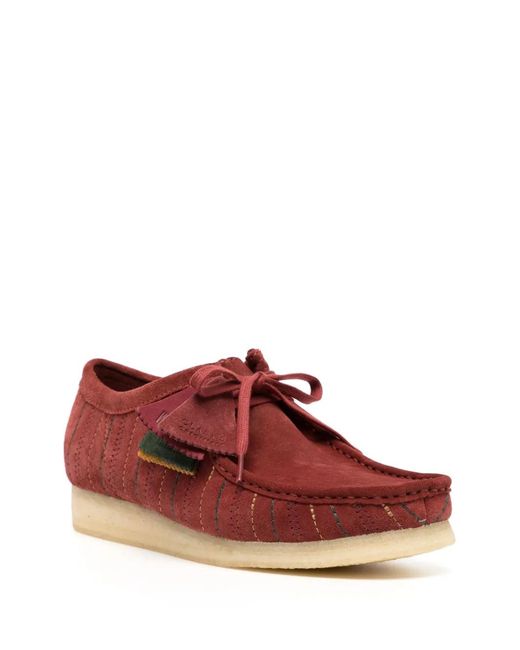 Clarks Red Wallabee Suede Lace-Up Shoes for men