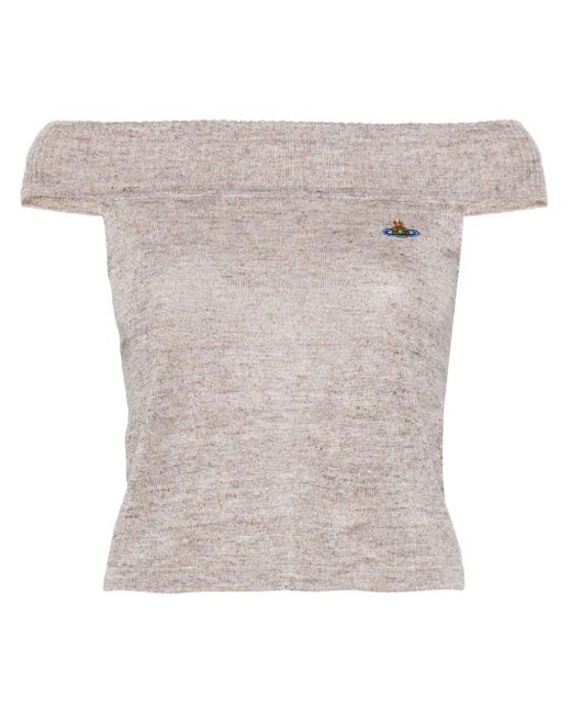 Vivienne Westwood White Off-shoulder Linen Crop Top