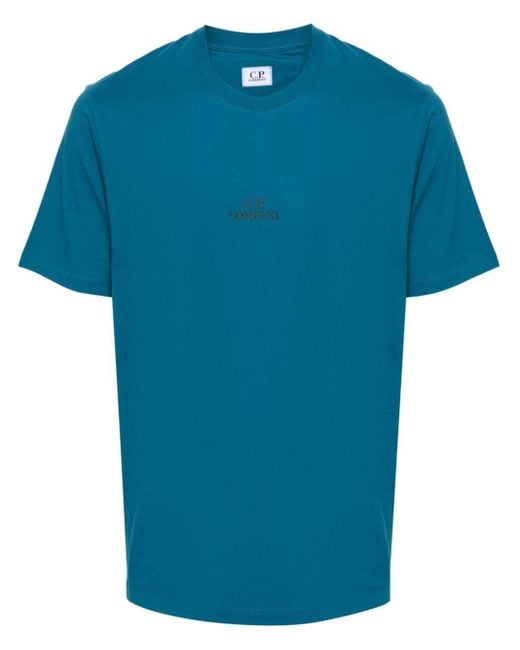 C P Company Blue Logo-print Cotton T-shirt for men
