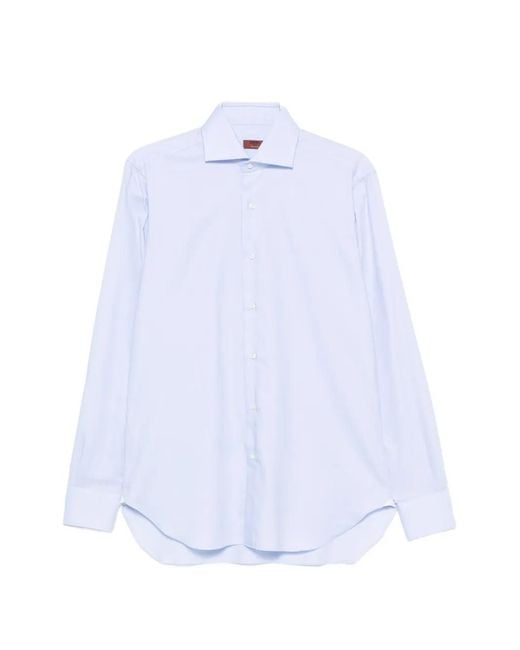 Barba Napoli White Spread-Collar Long-Sleeve Shirt for men