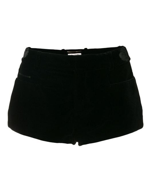 Saint Laurent Velvet Short Shorts in Black | Lyst
