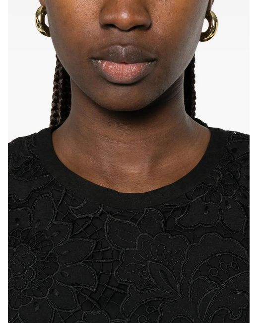 Max Mara Black Street Floral-Lace Sleeveless Blouse