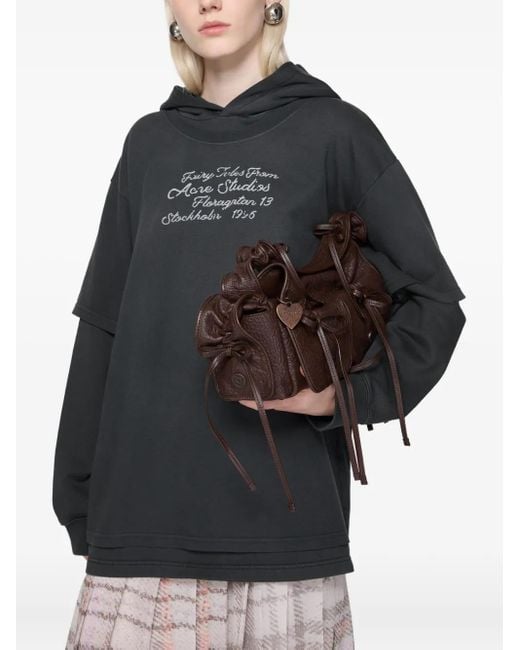 Acne Blue Lettering-Detail Double-Layered Hoodie