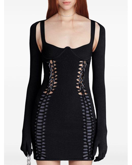 Dion Lee Black Braided Knitted Minidress