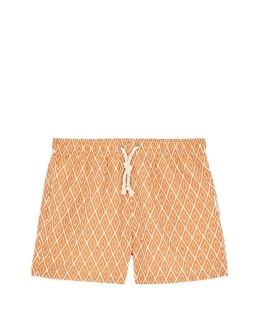 GASSA D'AMANTE Orange Praiano Geometric-Print Drawstring Swim Shorts for men