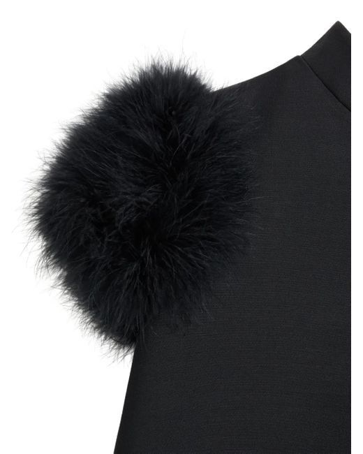 Valentino Garavani Black Crepe Couture Feather Mini Dress