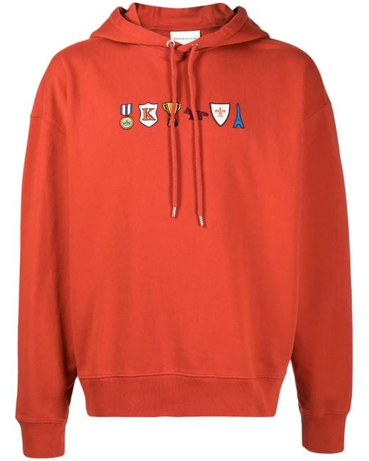 Maison Kitsuné Orange Prizes Motif-Embroidered Cotton Hoodie for men