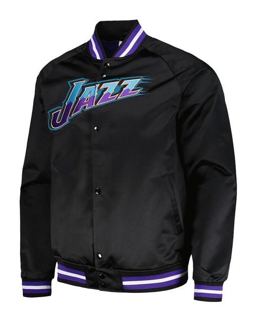 Mitchell & Ness Black Satin Bomber Jacket for men