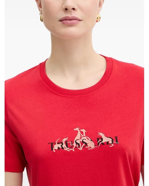 Trussardi Red Embroidery T-Shirt