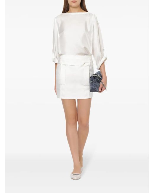 Alberta Ferretti White Stretch-Cotton Mini Skirt