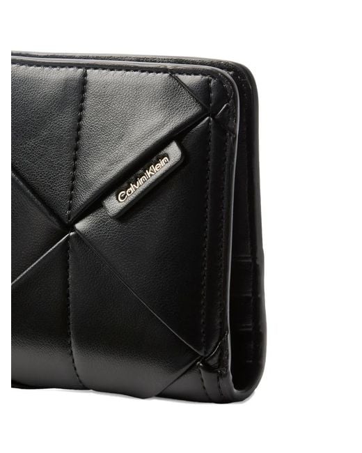 Calvin Klein Black Quilted Logo-Plaque Wallet