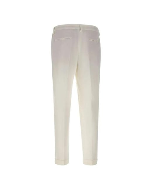 Devore White Pleated Cuff Trousers for men