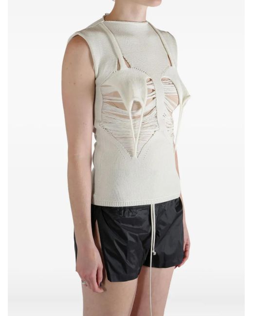 Rick Owens White Cut-Out Sleeveless Top