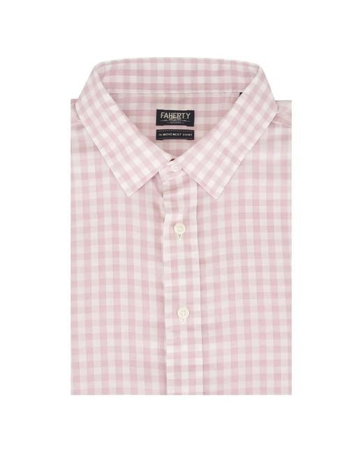 Faherty Brand Pink Movement Gingham-Print Stretch Shirt for men