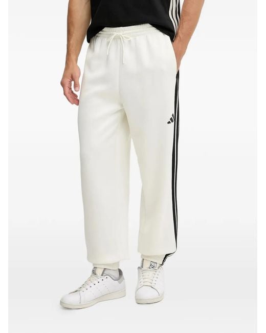 Adidas White Stadium Side-Stripe Logo-Print Track Pants for men