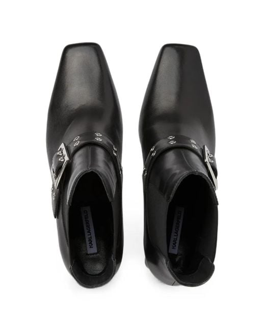 Karl Lagerfeld Black Kati Chelsea Buckle Boots
