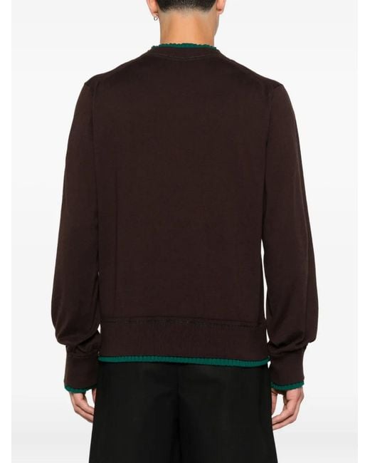 Sacai Black Contrast-Trim Crew-Neck Sweater for men