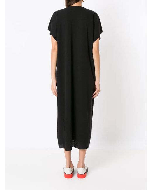 Osklen Black V-Neck Midi Dress