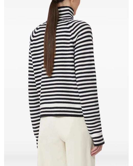 Max Mara Black Paniere Striped Button Roll-Neck Sweater