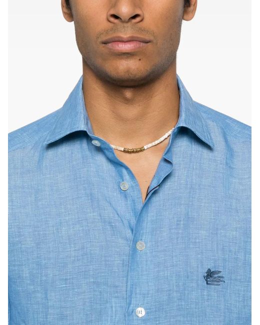 Etro Blue Pegaso-Motif Shirt for men
