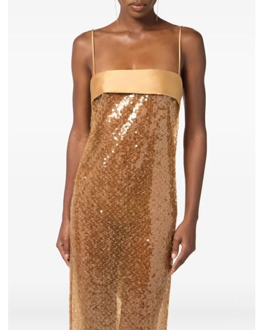 Robe Ornée De Sequins À Coupe Longue Elisabetta Franchi en coloris Metallic