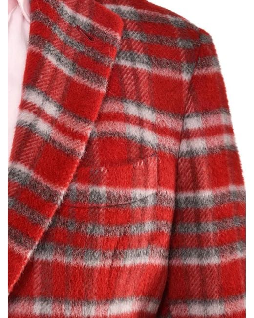 Sartorio Napoli Red Plaid-pattern Blazer for men