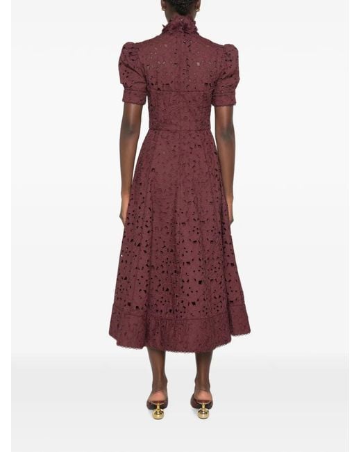 Rebecca Vallance Purple Kitsu Floral-Lace Midi Dress