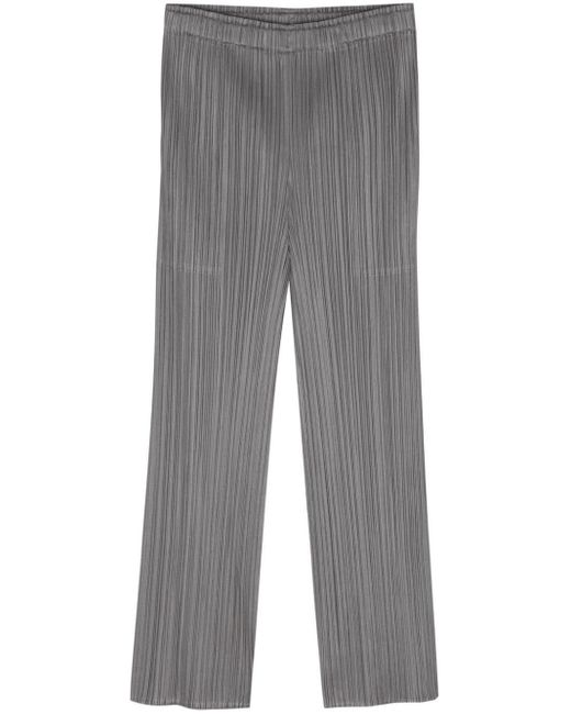 Pleats Please Issey Miyake Gray Plissé-effect Cropped Trousers