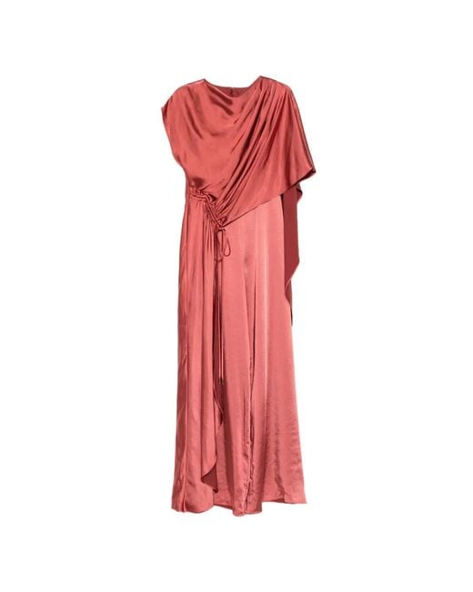 Amsale Red Draped Maxi Dress
