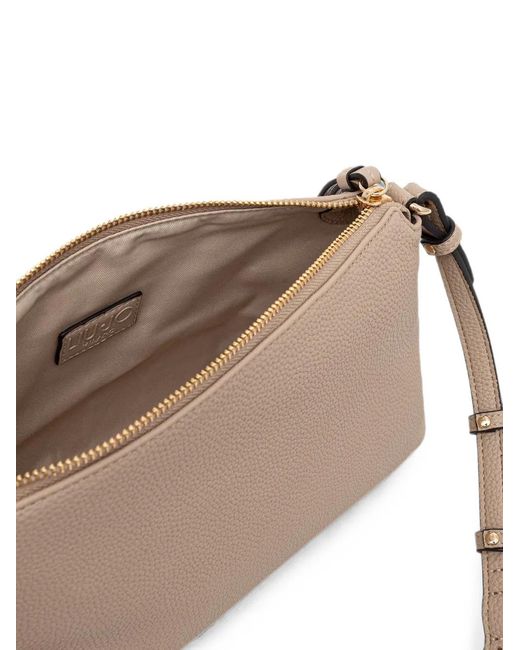 Liu Jo Natural Logo-Charm Pebbled-Effect Shoulder Bag