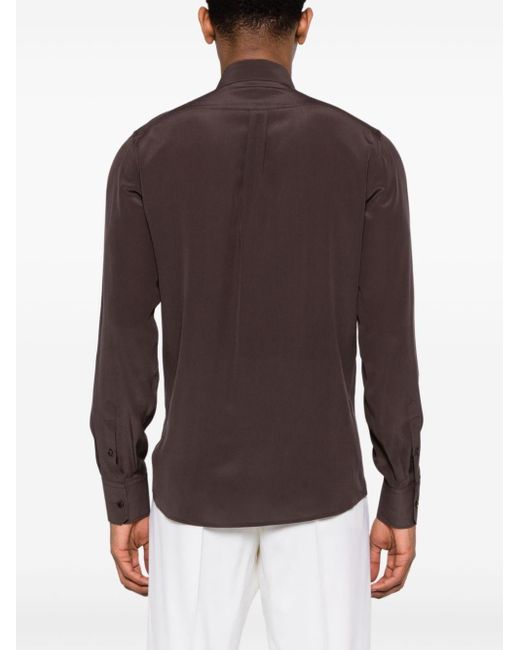 Chemise en soie à col pointu Dolce & Gabbana pour homme en coloris Brown